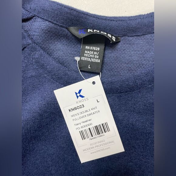 Knoss Evolve Double Knit Pullover Sweater Men Large Navy Blue NWT - Picture 3 of 5